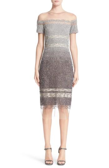 Women's Pamella Roland Signature Sequin Cap Sleeve Cocktail Dress - Metallic