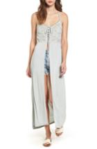 Women's Sun & Shadow Embroidered Maxi Top, Size - Green