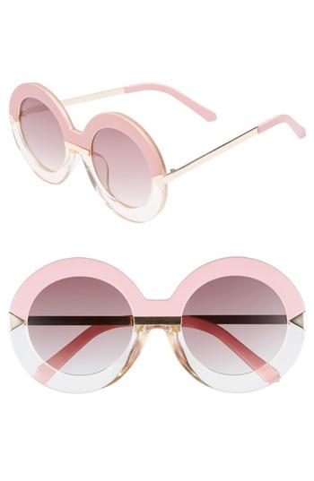 Women's La Double 7 Oversize Oval Sunglasses - Pink/gold/clear