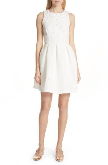 Women's Ted Baker London Embellished Skater Dress - Beige