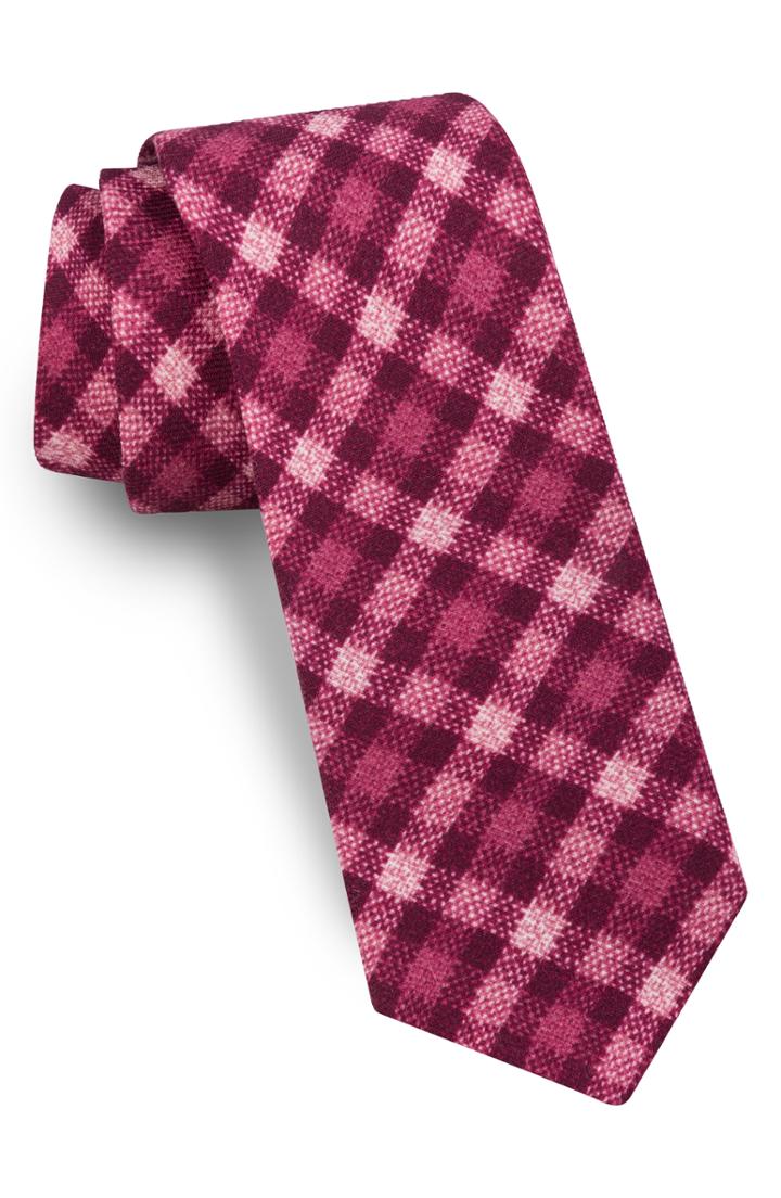 Men's Ted Baker London Plaid Wool Tie, Size - Burgundy