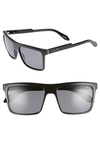 Men's Quay Australia Let It Run 57mm Polarized Sunglasses - Black / Smoke Lens