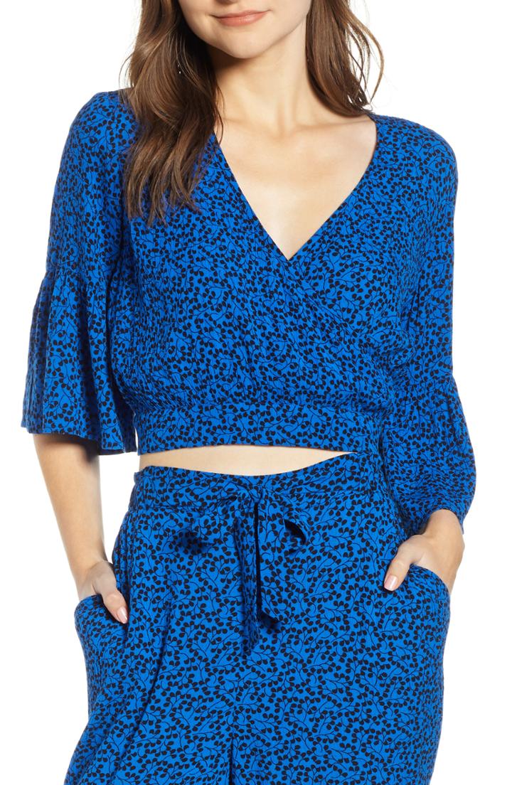 Women's Band Of Gypsies Bordeaux Surplice Crop Top - Blue