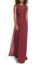 Women's Hayley Paige Occasions Lace & Chiffon A-line Gown - Pink