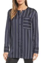 Women's Nordstrom Striped Patch Pocket Shirt - Blue