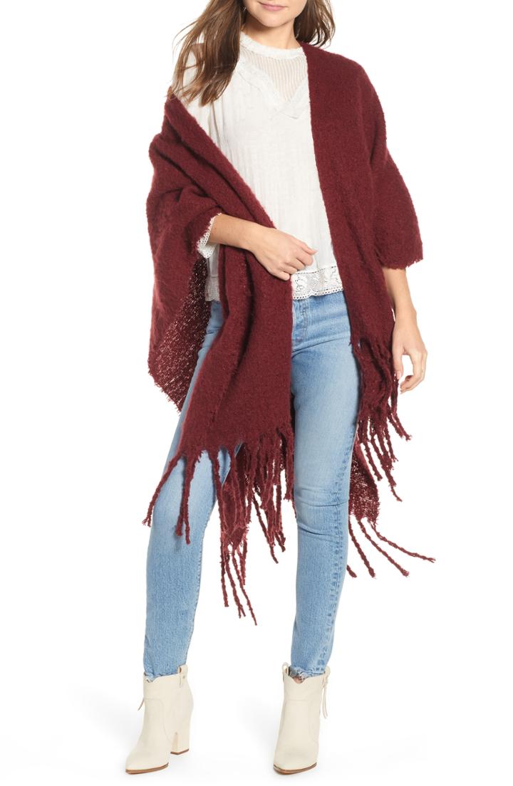 Women's Free People Madison Fringed Wrap, Size - Red