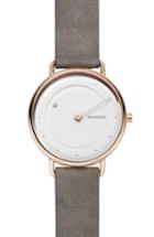 Women's Skagen Horisont Diamond Leather Strap Watch, 36mm