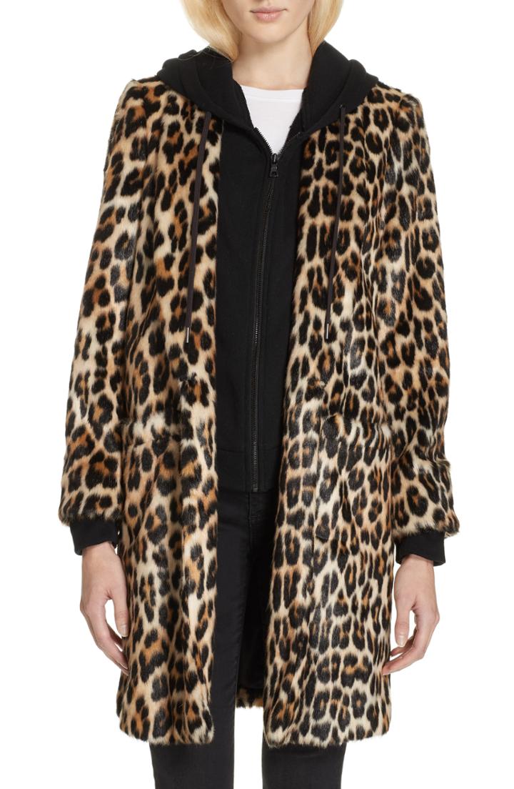 Women's Alice + Olivia Kylie Faux Fur Coat With Removable Hoodie