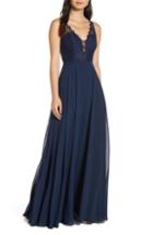Women's Hayley Paige Occasions Lace Bodice Chiffon Evening Dress