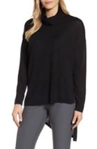 Women's Eileen Fisher Asymmetrical Merino Wool Sweater, Size - Black