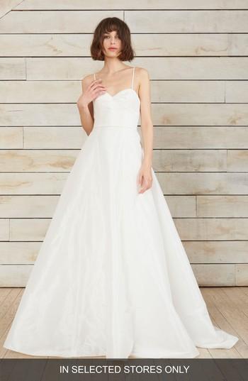 Women's Nouvelle Amsale Farrah Taffeta A-line Ballgown, Size - White