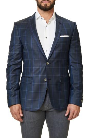 Men's Maceoo Windowpane Check Sport Coat (m) - Grey