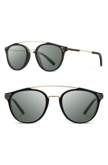 Women's Shwood Kinsrow 49mm Polarized Round Sunglasses - Black/ G15