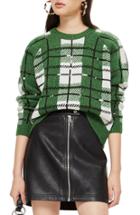 Women's Topshop Sequin Plaid Sweater - Green