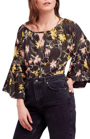 Women's Free People Last Time Print Top - Black