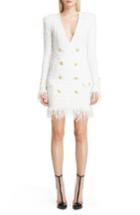 Women's Balmain Fringe Tweed Dress Us / 42 Fr - White