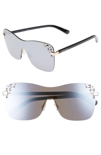 Women's Jimmy Choo Masks 63mm Rimless Shield Sunglasses - Gold/ Black