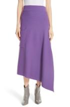 Women's Tibi Ribbed Merino Wool Asymmetrical Skirt - Purple