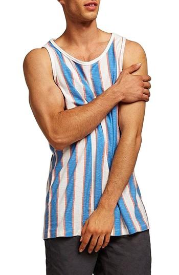 Men's Topman Stripe Oversize Tank - Blue