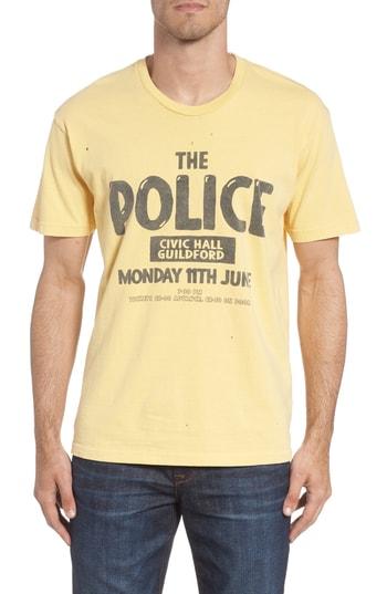 Men's Retro Brand The Police Graphic T-shirt - Yellow