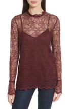 Women's Theory Lace Top With Tank - Burgundy