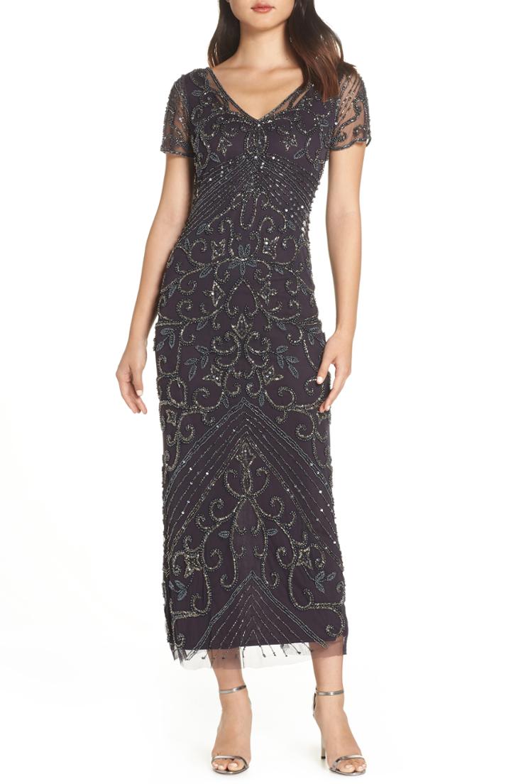 Women's Pisarro Nights Beaded Longline Gown - Purple