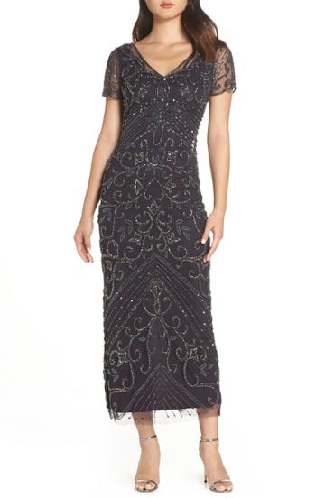 Women's Pisarro Nights Beaded Longline Gown - Purple