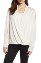 Women's Eileen Fisher Faux Wrap Tencel & Merino Wool Sweater, Size - White