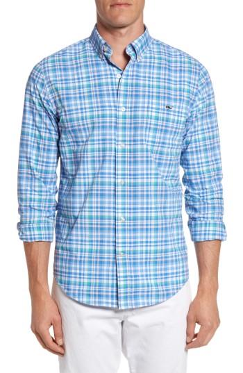 Men's Vineyard Vines Plaid Performance Sport Shirt - Pink