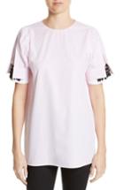 Women's N?21 Crystal Embellished Stripe Silk Shirt Us / 38 It - White