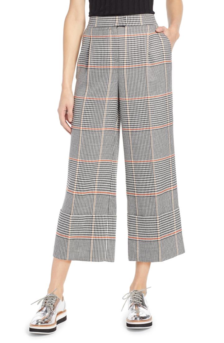 Women's Halogen X Atlantic-pacific Plaid Wide Leg Crop Pants