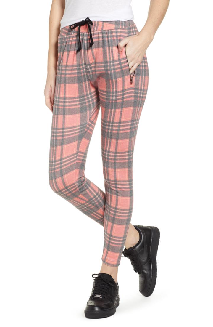 Women's Wildfox Sweetheart Plaid Jogger Pants - Pink