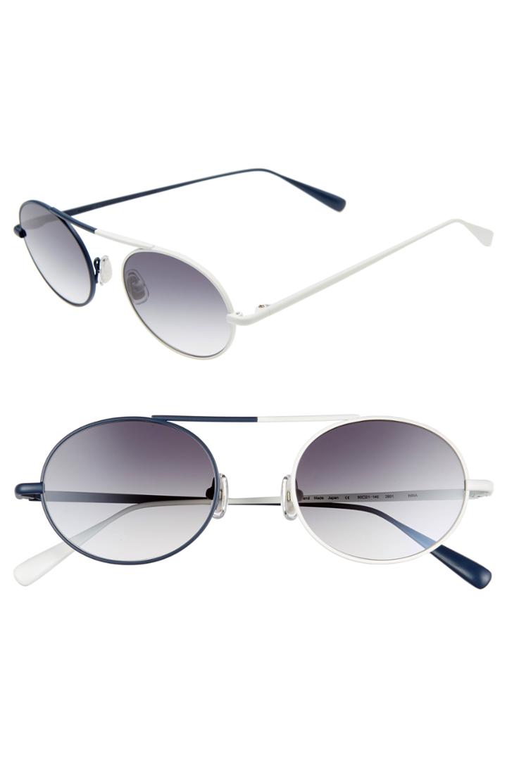 Women's Monse X Morgenthal Frederics Nina 50mm Round Sunglasses - Navy/ Ivory