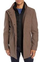 Men's Vince Camuto Classic Wool Blend Car Coat With Inset Bib - Brown
