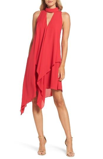 Women's Maggy London Asymmetric Hem Shift Dress - Red