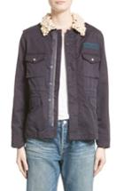 Women's Tu Es Mon Tresor Imitation Pearl Embellished Military Jacket Us / 38 Fr - Blue