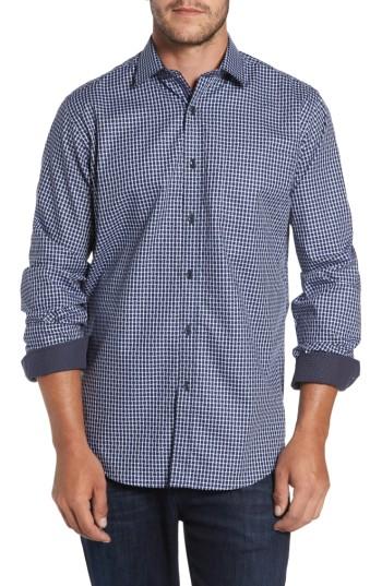 Men's Bugatchi Classic Fit Geo Patterned Sport Shirt - Blue