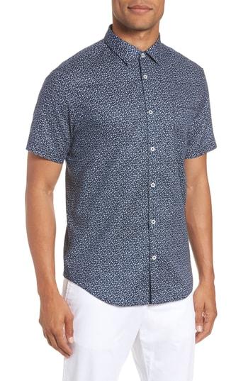 Men's Good Man Brand Daisy Dot Slim Fit Sport Shirt - Blue