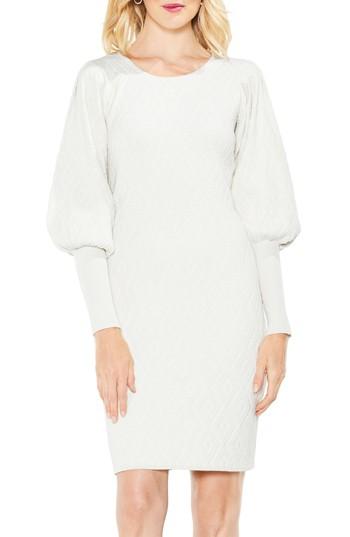 Women's Vince Camuto Bubble Sleeve Textured Jacquard Dress, Size - White