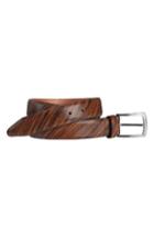 Men's Johnston & Murphy Diagonal Embossed Leather Belt - Gray