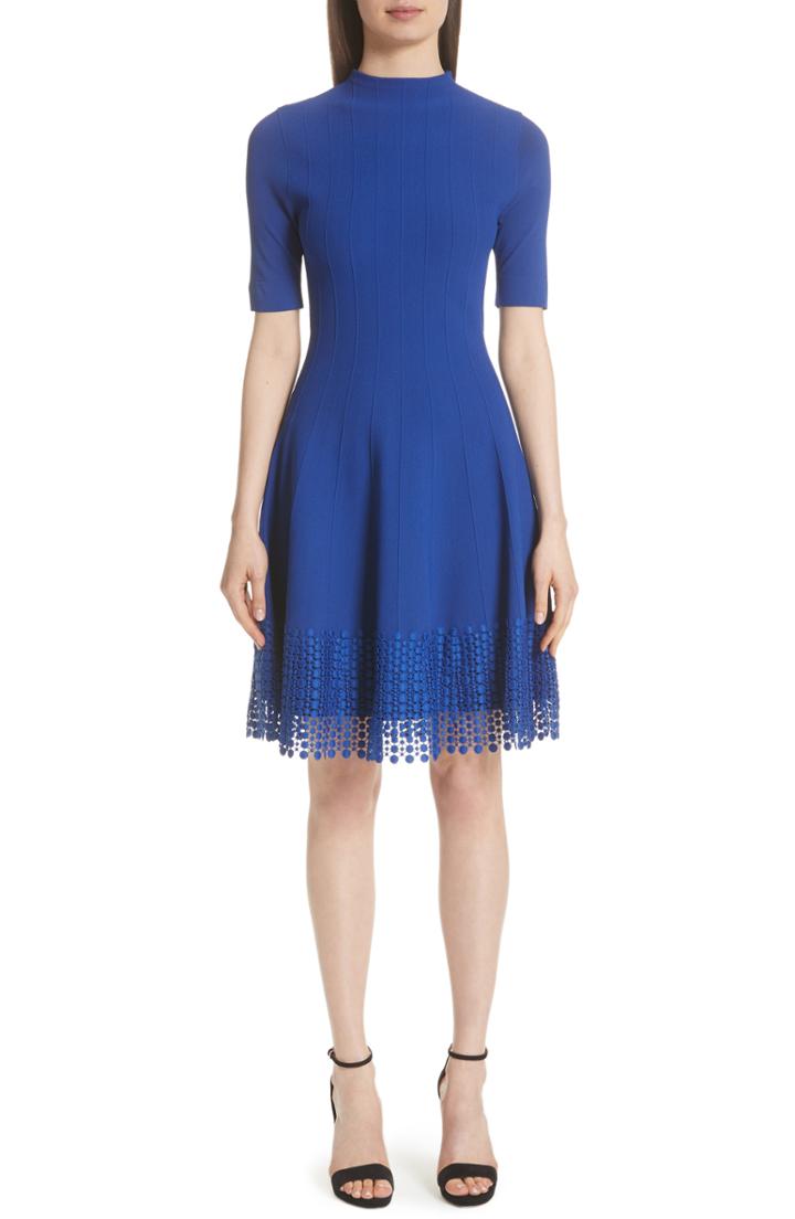 Women's Lela Rose Floral Embroidered Lace Midi Dress