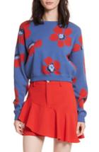 Women's Alice + Olivia Leena Floral Crop Sweatshirt - Blue