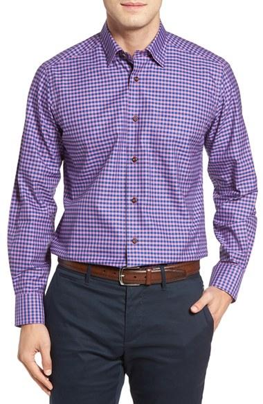 Men's David Donahue Check Sport Shirt - Blue