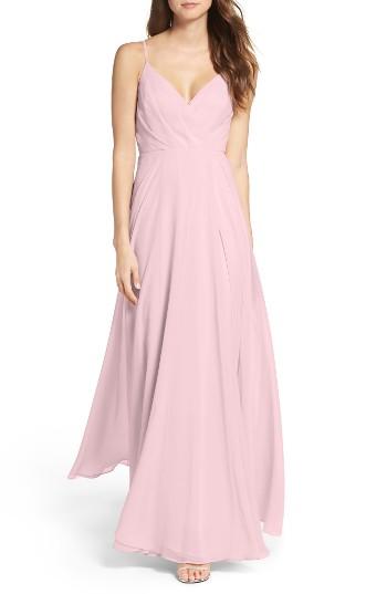 Women's Lulus Surplice Chiffon Gown - Purple