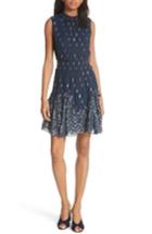 Women's Rebecca Taylor Smocked Metallic Silk Dress - Blue