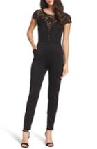 Women's Fraiche By J Crepe & Lace Jumpsuit - Black