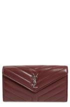 Women's Saint Laurent Lou Lou Large Matelasse Leather Flap Wallet - Burgundy