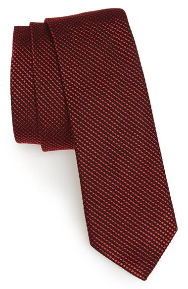 Men's Boss Grid Silk Tie, Size - Red