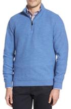 Men's David Donahue Honeycomb Merino Wool Quarter Zip Pullover - Blue
