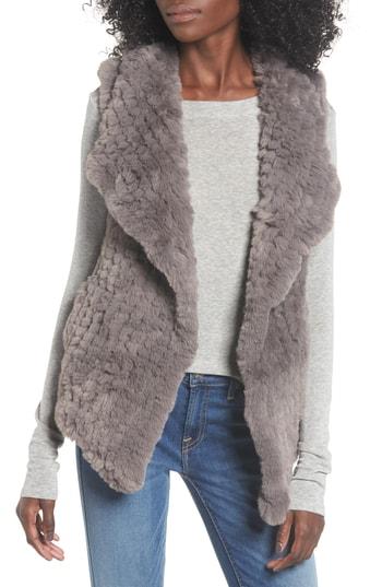 Women's Love Token Faux Fur Vest - Grey